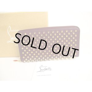 Photo: Christian Louboutin Panettone Bordeaux Leather Spikes Round Zip Wallet #a236