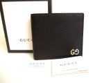 Photo: GUCCI Metal GG Black Leather Bifold Wallet Compact Wallet #a238