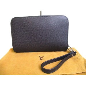 Photo: LOUIS VUITTON Taiga Ardoise Leather Clutch Bag Document Case Baikal #a239