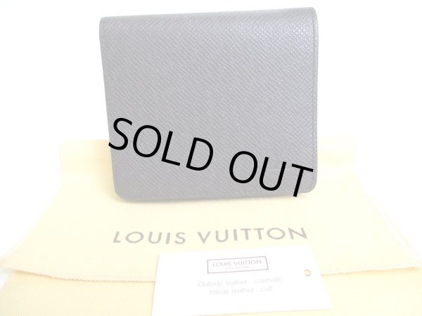 Photo1: LOUIS VUITTON Ardoise Black Taiga Leather Bifold Wallet #a240