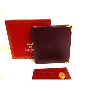 Photo: Cartier Must de Cartier Bordeaux Leather Bifold Wallet Purse #a246