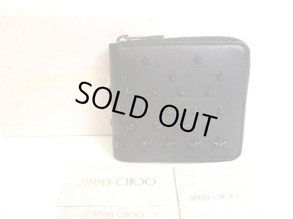 Photo1: Jimmy Choo Black Leather Bifold Wallet Compact Wallet LAWRENCE #a250