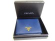 Photo12: PRADA Saffiano Blue Leather Bifold Wallet Compact Wallet #a251