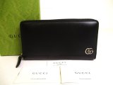 Photo: GUCCI Marmont GG Black Leather Round Zip Long Wallet #a253