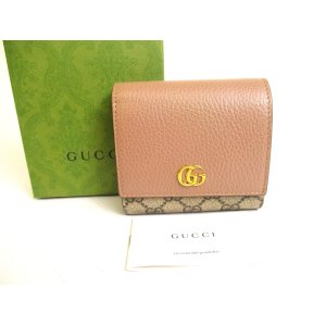 Photo: GUCCI Double G Beige Leather Bifold Wallet Compact Wallet #a254