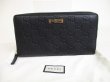 Photo1: GUCCI Guccissima Black Leather Round Zip Long Wallet #a257