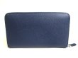 Photo2: BVLGARI BVLGARIBVLGARI Navy Blue Leather Round Zip Long Wallet #a260