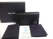 Photo1: PRADA Black Saffiano Leather Card Case Card Holder #a263