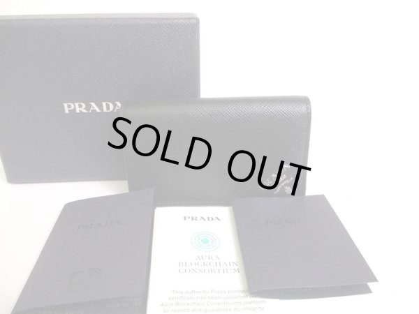 Photo1: PRADA Black Saffiano Leather Card Case Card Holder #a263