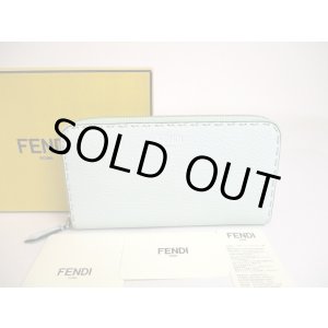Photo: FENDI Selleria Emerald green Leather Round Zip Wallet #a264