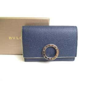 Photo: BVLGARI BVLGARI Navy Blue Leather Coin Purse #a266