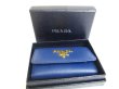 Photo12: PRADA Blue Saffiano Metal Leather 4 Pics Key Chain #a267