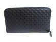 Photo2: GUCCI Guccissima Black Leather Round Zip Long Wallet #a271