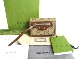 Photo: GUCCI BALENCIAGA GG Canvas Leather Trifold Wallet Compact Wallet #a272