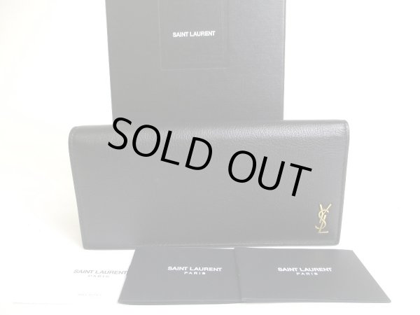 Photo1: Saint Laurent YSL Tiny Monogram Black Leather Flap Long Wallet #a277