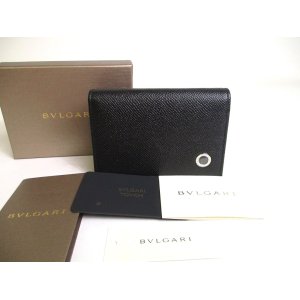 Photo: BVLGARI Black Grain Calf Leather Business Card Case Card Holder #a279