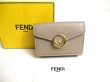 Photo1: FENDI F IS FENDI FF Khaki Brown Leather Gold H/W Micro Trifold Wallet #a282