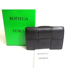 Photo: BOTTEGA VENETA Intrecciato Cassette Black Leather Business Card Holder #a284