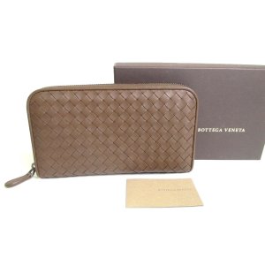 Photo: BOTTEGA VENETA Intrecciato Brown Leather Round Zip Wallet Purse #a286