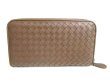 Photo2: BOTTEGA VENETA Intrecciato Brown Leather Round Zip Wallet Purse #a286