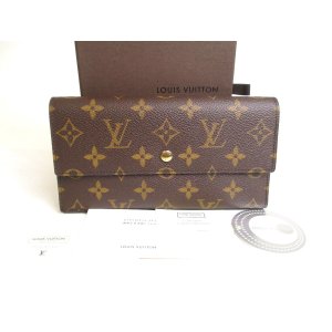 Photo: LOUIS VUITTON Monogram Brown Leather Flap Long Wallet Tresor #a287