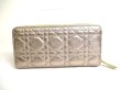 Photo2: Christian Dior Cannage Metallic Gold Leather Lady Dior Round Zip Wallet #a291