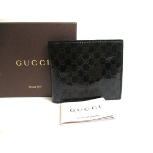 Photo: GUCCI Micro Guccissima Navy Blue Patent Leather Bifold Bill Wallet #a296