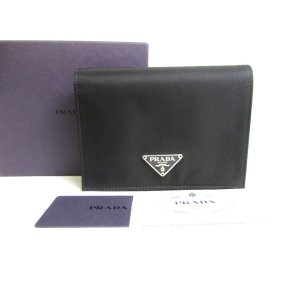 Photo: PRADA Black Nylon and Leather Bifold Wallet Purse #a297