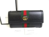 Photo: GUCCI Double G Black Leather Web stripe Flap Long Wallet #a298