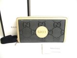 Photo: GUCCI Off The Grid Gray Nylon Beige Leather Round Zip Long Wallet #a309