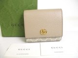 Photo: GUCCI GG Marmont Beige Leather Bifold Wallet Compact Wallet #a318