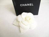 Photo: CHANEL Camelia White Canvas Corsage Brooch #a320