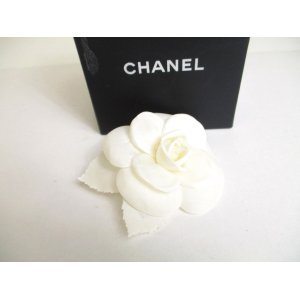 Photo: CHANEL Camelia White Canvas Corsage Brooch #a320