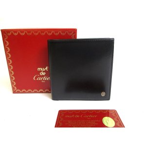 Photo: Cartier Pasha de Cartier Black Leather Gold H/W Bifold Wallet #a323