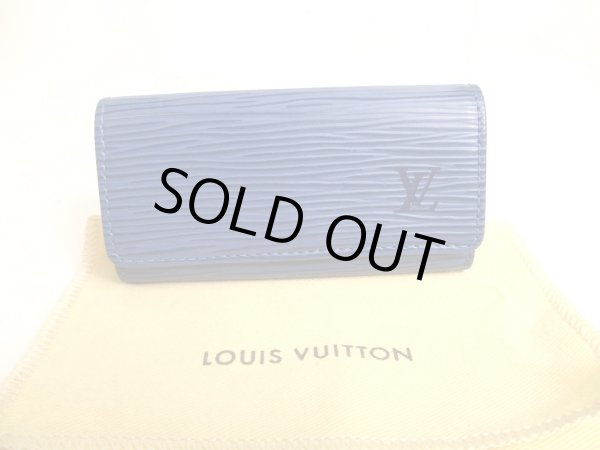 Photo1: LOUIS VUITTON Epi Blue Leather Gold H/W Multicles 4 Key Cases #a324