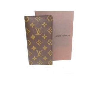 Photo: LOUIS VUITTON Monogram Brown Leather Flap Checkbook Bill Wallet #a325