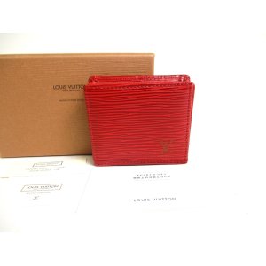 Photo: LOUIS VUITTON Epi Red Leather Coin Purse Porto Monnaie Boite #a329