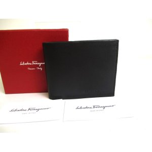 Photo: Salvatore Ferragamo Black Leather Bifold Wallet Compact Wallet #a330