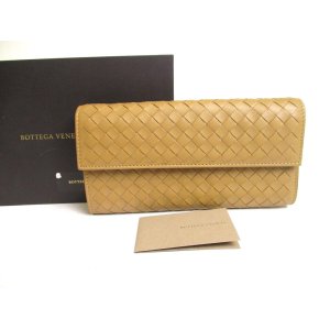 Photo: BOTTEGA VENETA Intrecciato Brown Leather Flap Long Wallet #a331