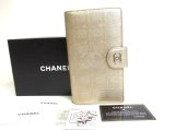 Photo: CHANEL New Travel Gold Canvas Leather Flap Long Wallet #a333