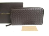 Photo: BOTTEGA VENETA Intrecciato Dark Brown Leather Round Zip Wallet #a337