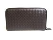 Photo2: BOTTEGA VENETA Intrecciato Dark Brown Leather Round Zip Wallet #a337