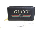 Photo: GUCCI Vintage Logo Motif Pearl Black Leather Round Zip Wallet #a340