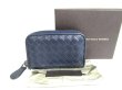 Photo1: BOTTEGA VENETA Intrecciato Navy Blue Leather Round Zip Coin Purse #a341