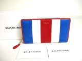 Photo: BALENCIAGA Tri-color Leather Continental Round Zip Wallet #a344