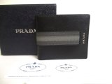 Photo: PRADA Black Saffiano Leather Bifold Bill Wallet Card Holder #a347