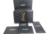 Photo: Saint Laurent YSL Monogram Black Grain Leather Bifold Wallet #a352