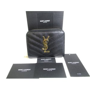 Photo: Saint Laurent YSL Monogram Black Grain Leather Bifold Wallet #a352