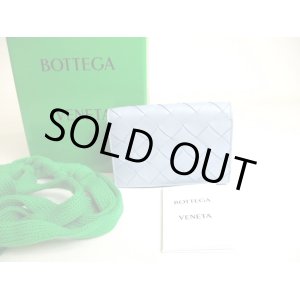 Photo: BOTTEGA VENETA Intrecciato Light Blue Leather Business Card Holder #a356