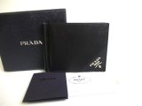 Photo: PRADA Black Saffiano Leather Bifold Bill Wallet w/Bill Clip #a357